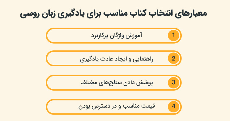 معیارهای انتخاب کتاب مناسب برای یادگیری زبان روسی
