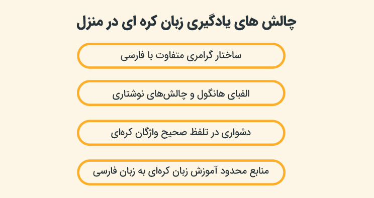 چالش های یادگیری زبان کره ای در منزل