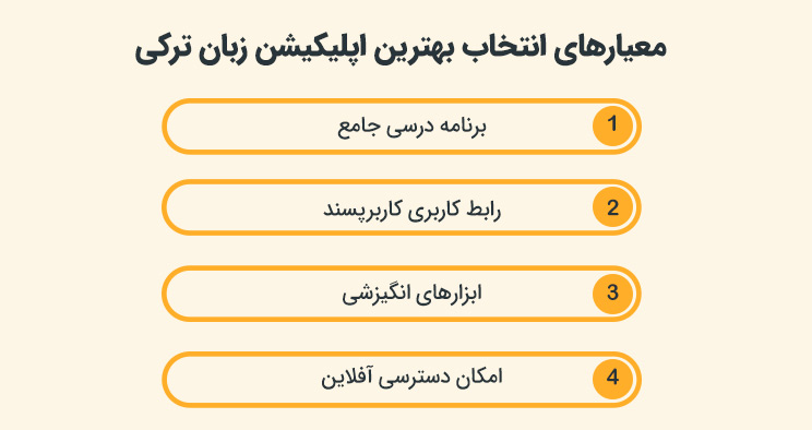 معیارهای انتخاب بهترین اپلیکیشن زبان ترکی